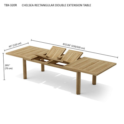 CHELSEA RECTANGULAR DOUBLE EXTENSION TABLE