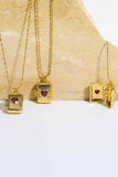 Heart Zircon Box Pendant Copper Necklace