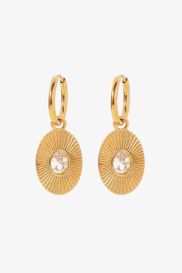 Stainless Steel Oval Dangle Earrings