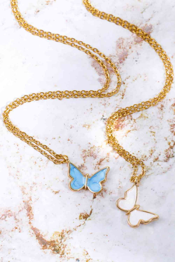 Butterfly Pendant Copper 14K Gold-Plated Necklace