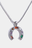 Inlaid Zircon Pendant Stainless Steel Necklace