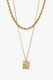 18K Gold Plated Double-Layered Twisted Pendant Necklace