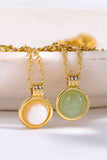 Copper 14K Gold-Plated Round Shape Aventurine Pendant Necklace