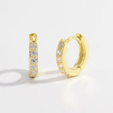 925 Sterling Silver Inlaid Zircon Huggie Earrings