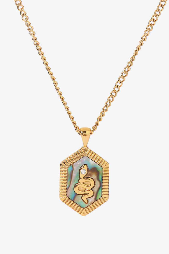 18K Gold Plated Snake Geometric Pendant Necklace